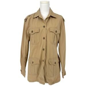 Vintage Lauren Ralph Lauren Utility Chore Jacket Women M Tan Camel Autumn Casual